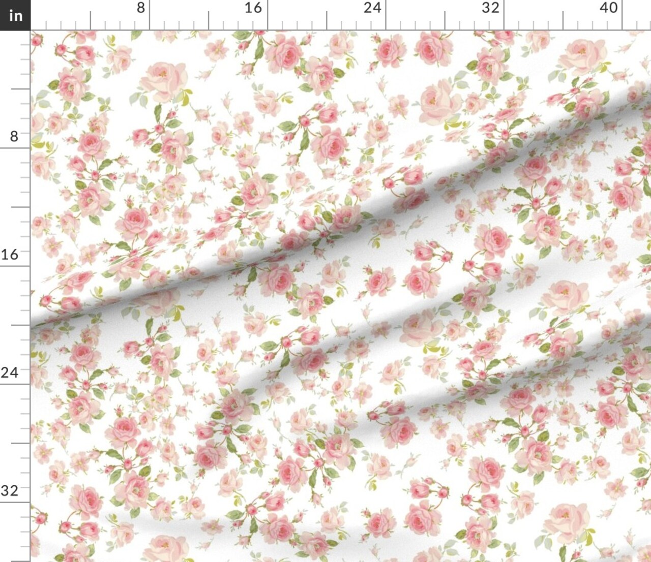 Pink And White Rose Garden Botanicals Flowers Shabby Chic Vintage Inspired Custom Printed Fabric by Spoonflower Various Fabrics by the Yard or Fat Quarter